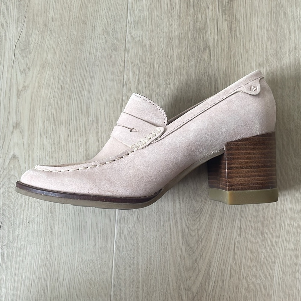 Pink Suede Sperry Heels/Penny Loafers